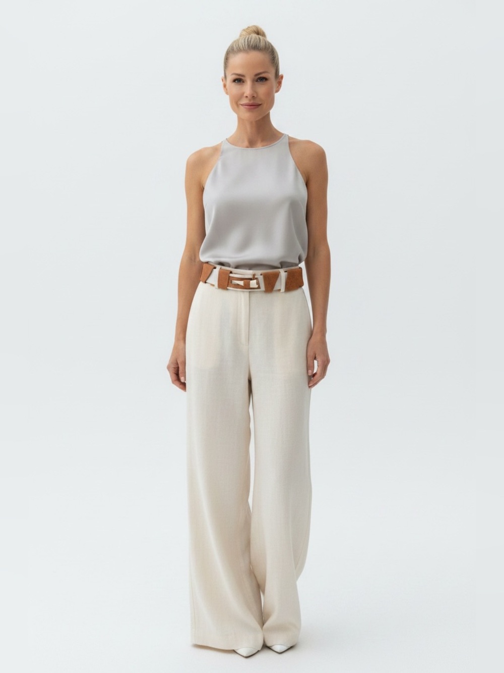 Canvas & Leather Designer Belt with hook and Bone latch
